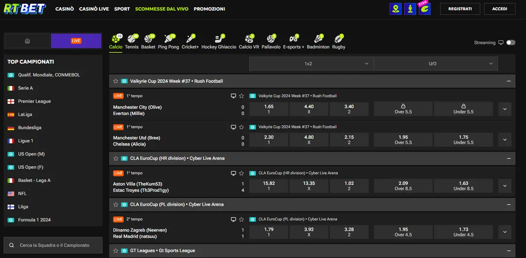 RTbet Scommesse sportive